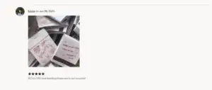 screenshot of verified etsy review for Cutie Pie custom illustrated wedding matchbooks with custom design