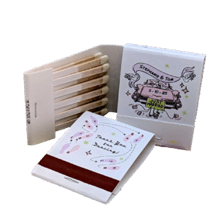 just married car banner wedding matches matchbook