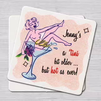 50 Custom Party Coasters Featuring YOU As a Martini Pin-up!