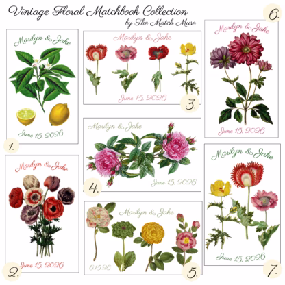 Custom Wedding Matches  ~ Vintage Botanical Design Collection Matchboxes - Image 2