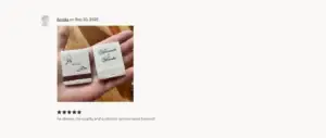 screenshot of verified etsy review for The World's Fastest Matchbooks - design your own matchbooks by The Match Muse