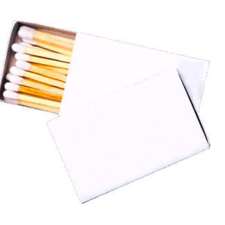 WHITE MATCHBOXES WITH SLIDE DRAWERS AND WOODEN MATCHSTICKS WITH WHITE TIPS