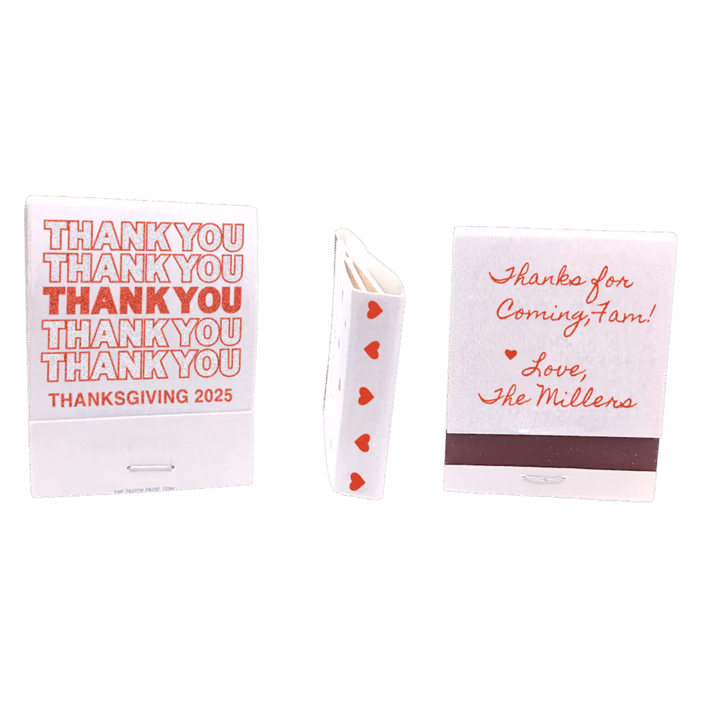 MATCHBOOKS WITH THANK YOU THANKSGIVING MOTIF