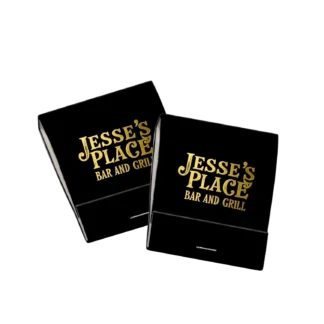 black matchbooks with metallic foil print