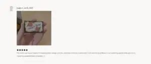 screenshot of verified etsy review for Peonies design personalized wedding matchboxes by The Match Muse