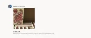screenshot of verified etsy review for " 50's Neon Sign " wedding matchboxes by The Match Muse